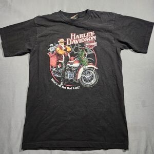 Vintage Harley Davidson T-Shirt Men Medium El Paso, TX Made In USA SANTA on Bike